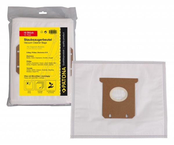 PATONA 10 sacs à poussière en non-tissé multicouches avec microfiltre pour Electrolux E15