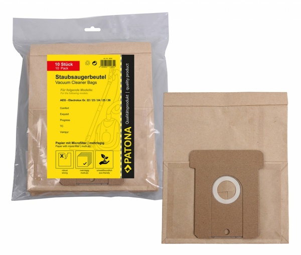 PATONA 10 sacs à poussière multicouches papier avec microfiltre pour AEG taille 22 23 24 25 26