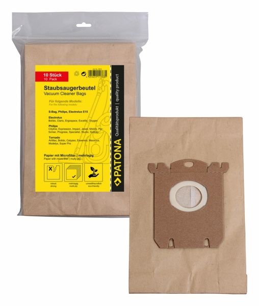 PATONA 10 sacs à poussière multicouches en papier avec microfiltre pour Electrolux E15