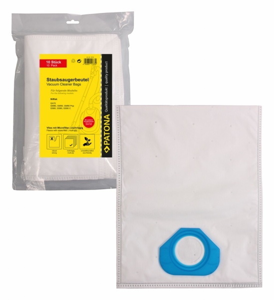 PATONA 10 sacs à poussière multicouches en non-tissé avec microfiltre pour Nilfisk GA70