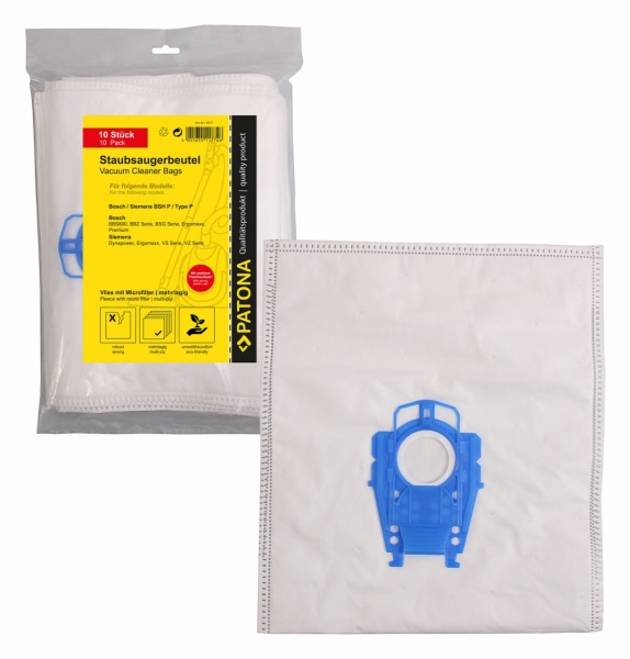 PATONA 10 vacuum cleaner bags multilayer fleece incl. microfilter f. Bosch type P