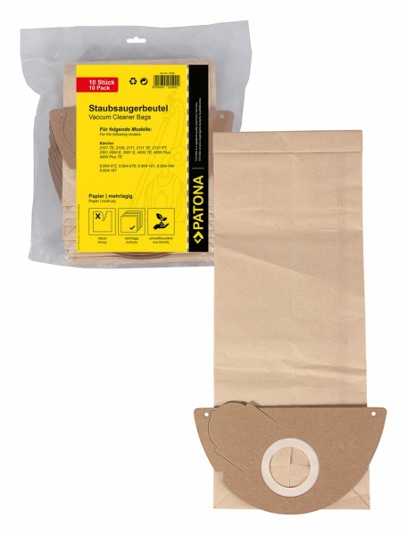 PATONA 10 sacs à poussière multicouches papier pour Kärcher 2101 TE 2105 2111 3500 E 3501 E 4000 Plus 6.